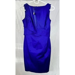 NWT Talbots Blue Satin Classic Sleeveless‎ Wrap Detail Dress Size 2P